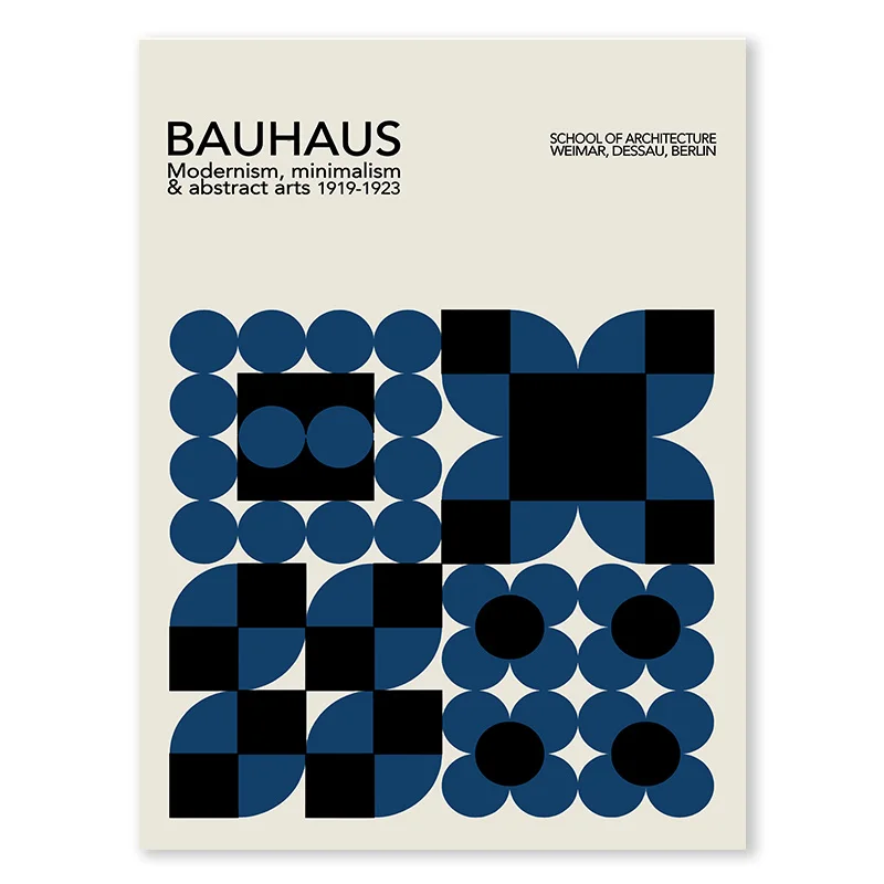 Abstracte Blauwe Kleur Blok Bauhaus Poster Nordic Geometrische Lijnen Canvas Schilderij Print Foto Moderne Slaapkamer Muur Kunst Home Decor