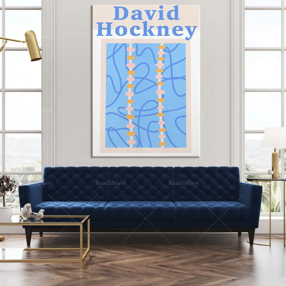 David Hockney can print exhibition posters | Hockney artist exhibition prints illustration modern art, art print wall decoration