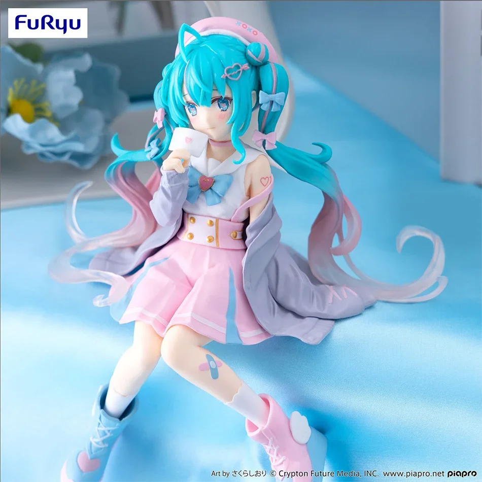 Nowa figurka anime Hatsune Miku Różowa pozycja siedząca Sakura PVC Figurka akcji model zabawka dekoracja kolekcjonerskie prezenty