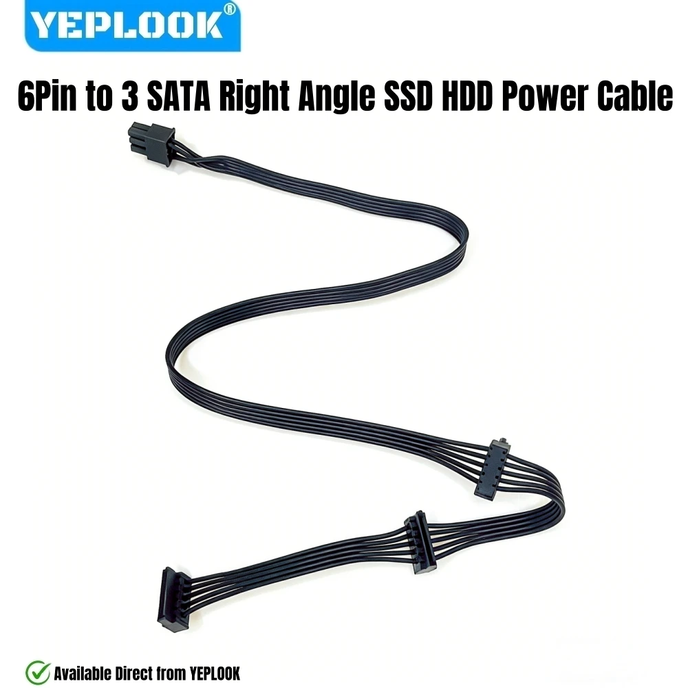 

YEPLOOK 3x SATA SSD HDD Power Cable for Corsair RM GOLD (2021) Series Type 4 Modulars, RM1000, RM850, RM750, RM650, RM550, RM450