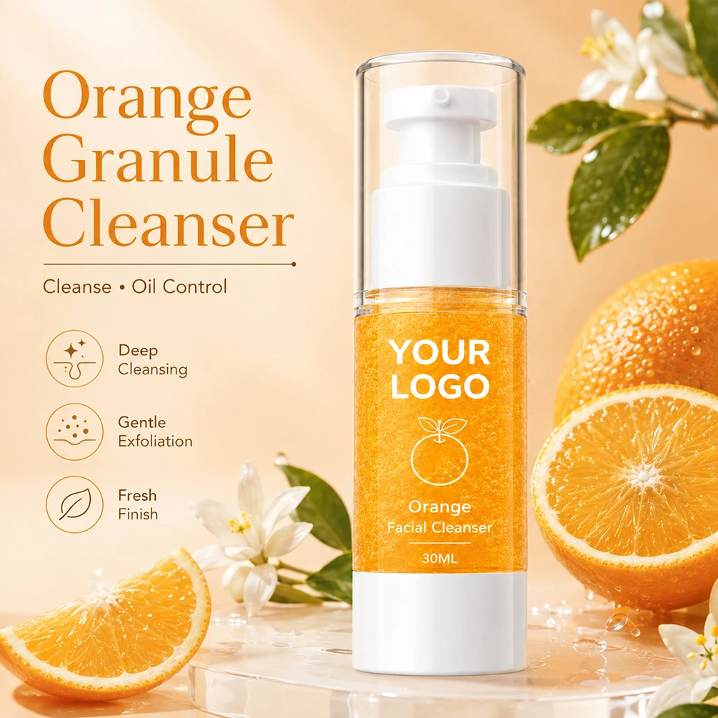 Private Label Facial Cleanser Custom Logo 30ml Orange Cleanser Hydrating Rich in Vitamin C Face Skin Care Makeup Wholesale Vegan