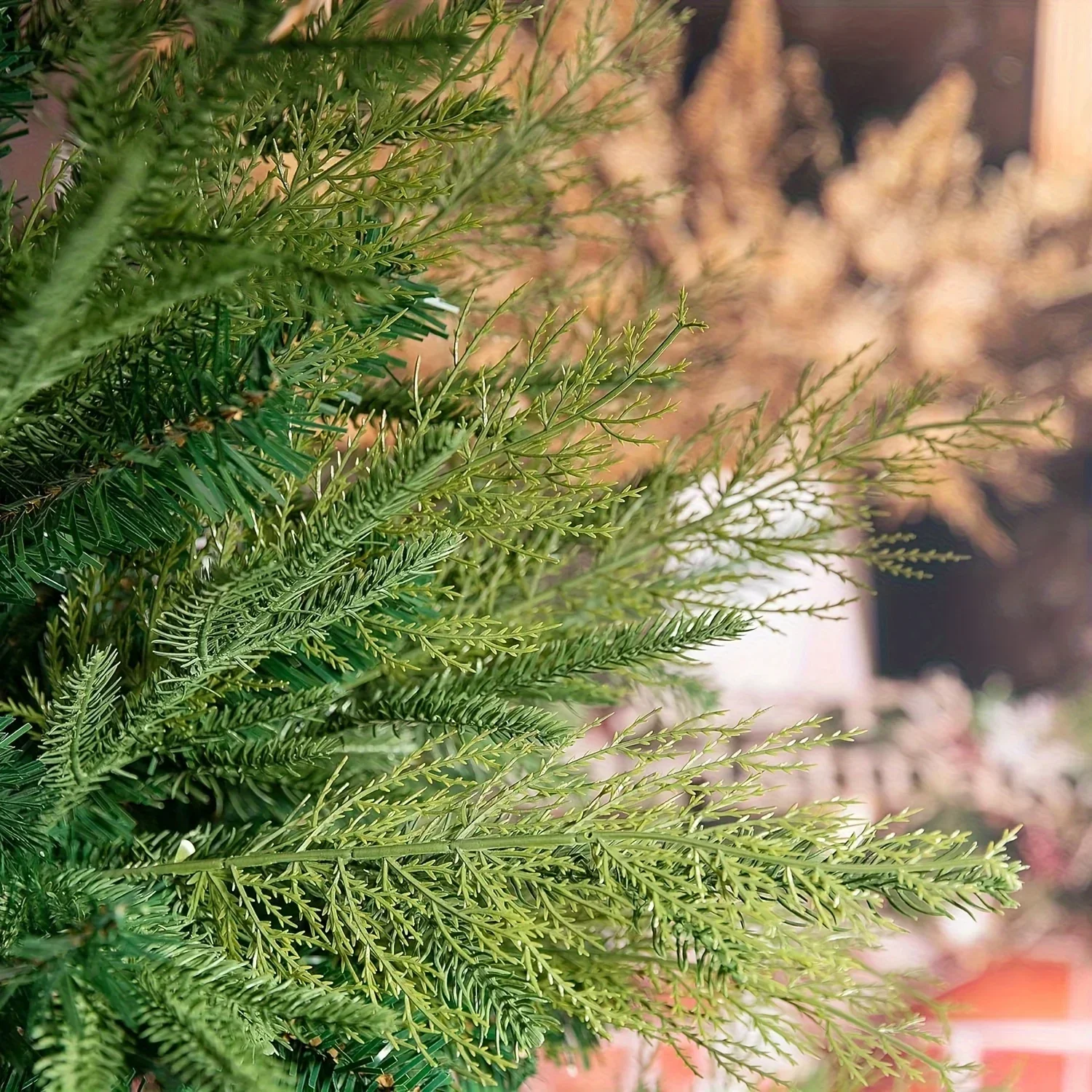 10 Stück künstliche Pflanzen, Tannenzweige, immergrüne Kiefern, Blätter, Zweige, Weihnachtsstange für DIY-Kranz, Geschenk, Weihnachten, Heimdekoration – Detail 8