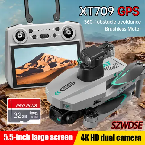 터치 스크린 항공 사진이 포함된 새로운 XT709 드론 3축 짐벌 4K HD 렌즈 원격 제어 항공기 GPS 포지셔닝 쿼드로터