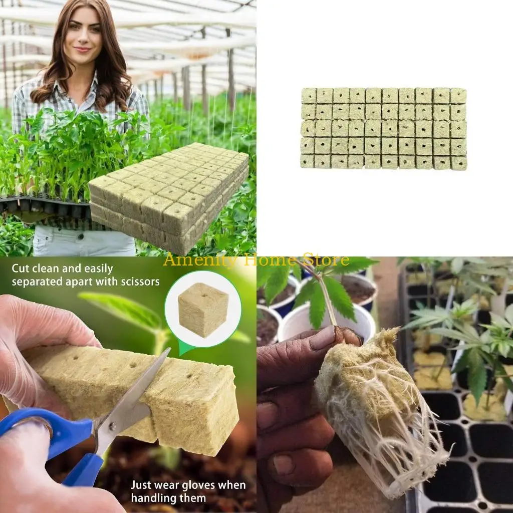 F26C Sponge Starter Rock Wool Starter Plug Hydroponic Grow Media Cubes Seedling Block