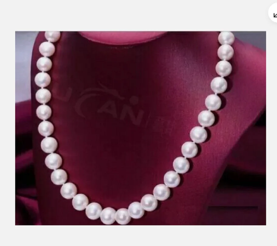 

Gorgeous AAAAA 10-9mm natural South China Sea white round pearl necklace 16/36 14k gold