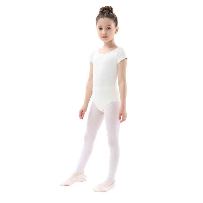 Fanceey enfants justaucorps de gymnastique à manches courtes respirant danse body filles danse vêtements d'entraînement Ballet gymnastique formation