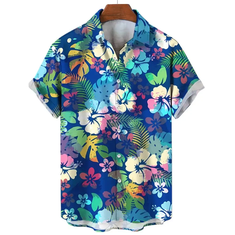 Men's Shirt Summer New Hawaiian Shirt Casual Shirt Beach Shirt Short Sleeve Flower Plant Lapel Hawaiian Holiday Clothing Apparel