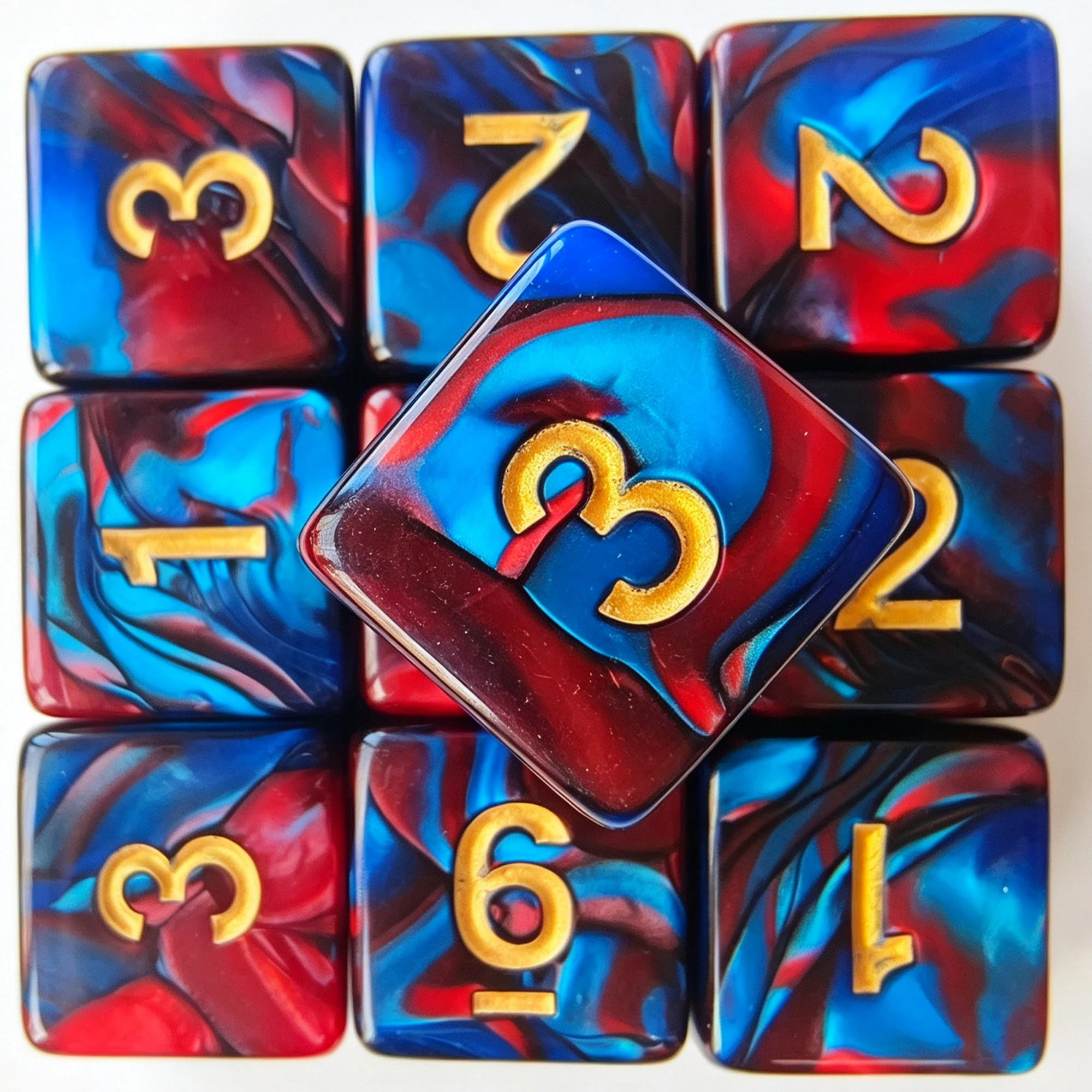 10pcs D6 Dados Counter Dice DND Dice Set 2 Tone Marble 6-face Number Dices MTG D&D Life Counters with Storage Bag