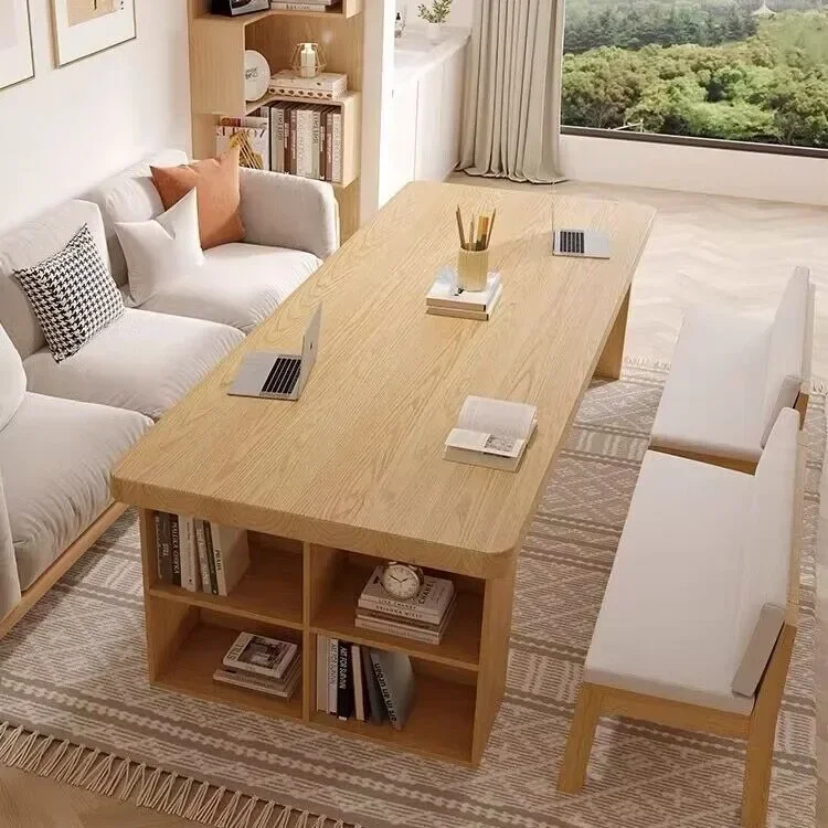 TAO Nordic all solid wood simple table household living room long table worktable computer table and chair combination