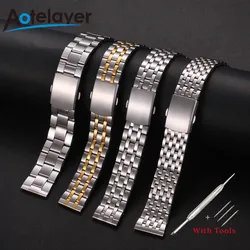 Universal Stainless Steel Watch Strap 18mm 22mm 20mm Flat Interface Bracelet Replacement Wrist Band Accessories With Tool