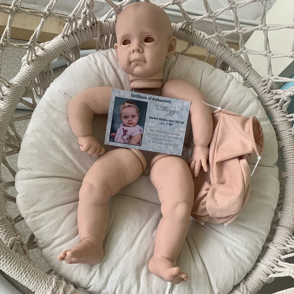 

22inches Bebe Reborn Doll kit Sweet Baby Maggie Soft Vinyl Unfinished Doll Parts with Cloth Body and Eyes COA DIY Blank Doll Kit