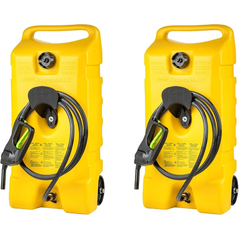 0 ft hose 14 gallon portable diesel gas tank container tank with LE fluid transfer siphon pump 2 packs, yellow