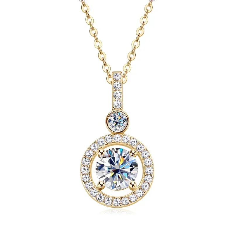 

925 Silver Full Moissanite Pendant Necklace Certified 6.5mm D Color Lab Created Diamond Necklace for Women Quality Jewelry Gift