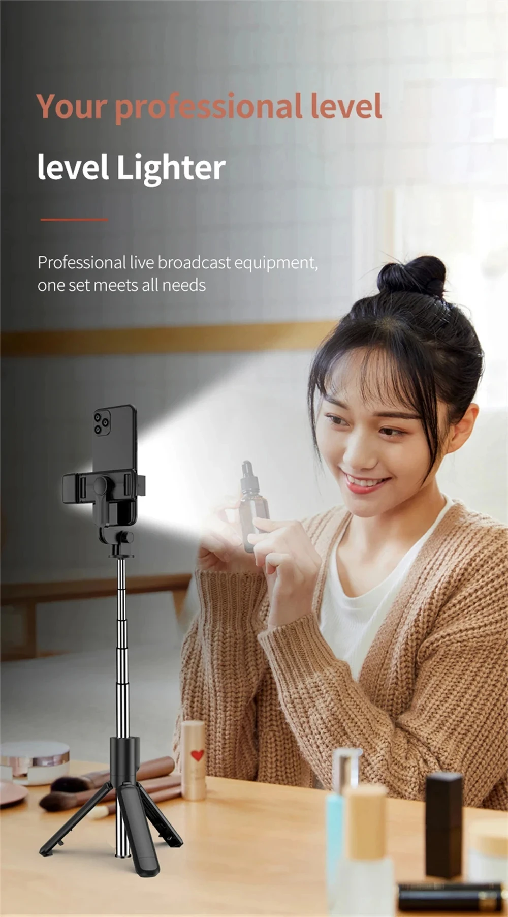3In1 Bluetooth Wireless Selfie Tripod With Fill Light Shutter Remote Control Portable Foldable Monopod For I Smart_voghion.com