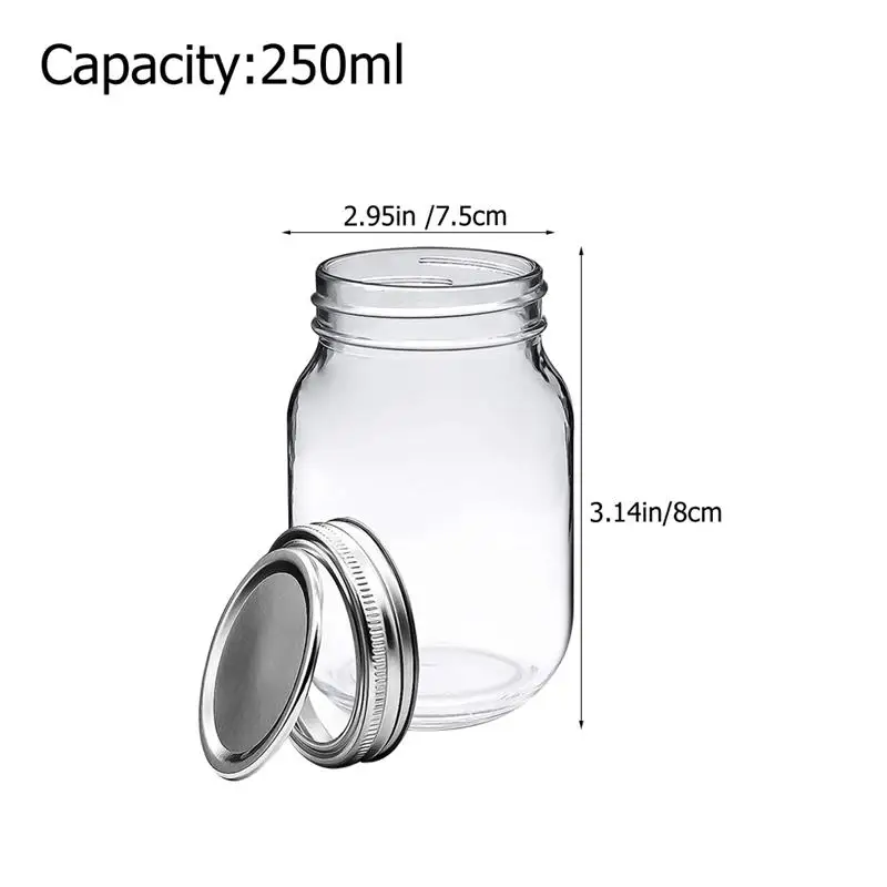 6Pcs Mason Jar Airtight Glass Canister Sealed Bottle Lid Food Container Tea candy Kitchen Storage Large Capacity For Kitchen