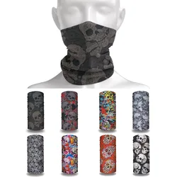 Novelty Black Skull Paisley Printed Bandana Headband Windproof Running Motocycling Face Mask Neck Gaiter Snood Halloween Scarf