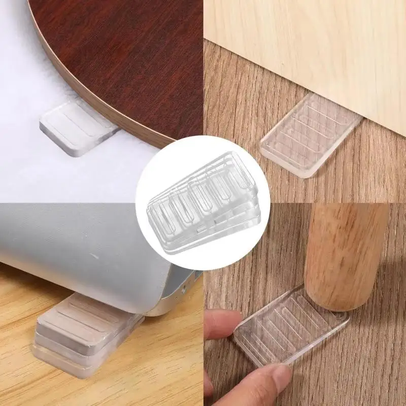 4PCS Transparent Rubber Wedge Shims - Plastic Furniture Levelers For Uneven Surfaces, Matte Finish, Cuttable Hard Table Pads