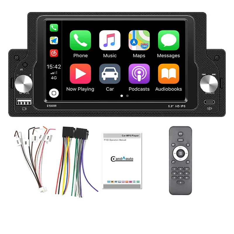 

Автомагнитола 1DIN CarPlay, 5,9 дюйма, Android, автомобильный мультимедийный плеер, Bluetooth, MirrorLink, FM-приемник для Volkswagen, Nissan, Toyota