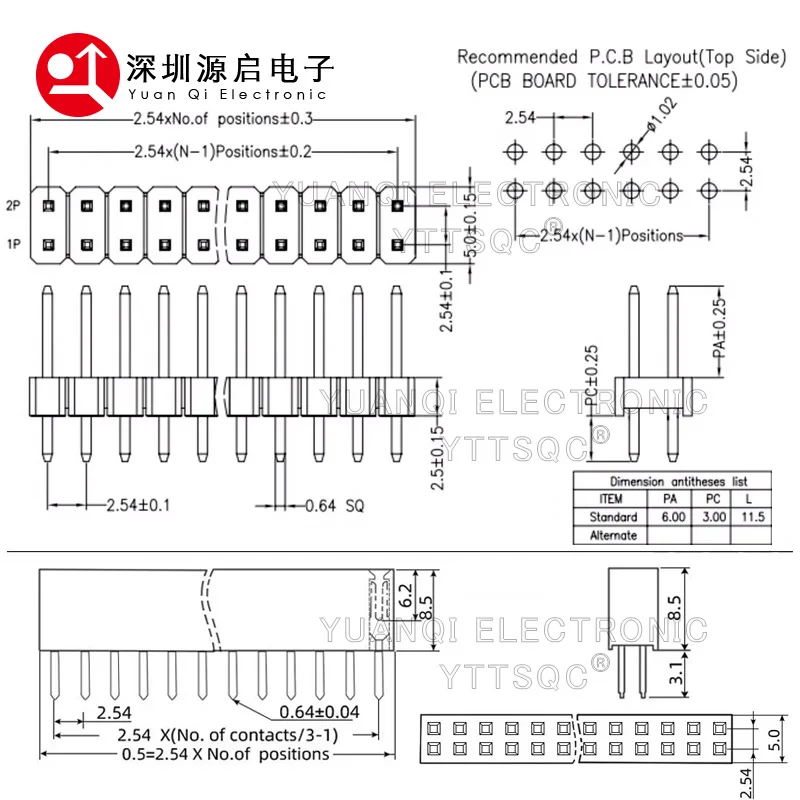 20pcs 10 pairs 2.54 Double Row Male and Female 2.54 Pin Header PCB JST Connector Strip for Arduino Black 2/3/4/5/6/7/8/9/10-40P