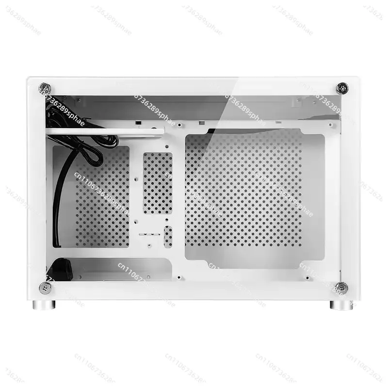 Black A4 side through tempered glass ITX aluminum chassis with aluminum mesh side panel