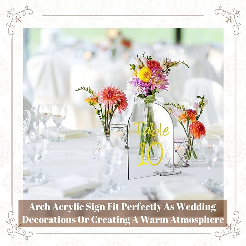 20Piece Blank Acrylic Numbers Signs With Stand 6X4 Inch Diy Arch Acrylic Stand Signs Wedding Reception Sign