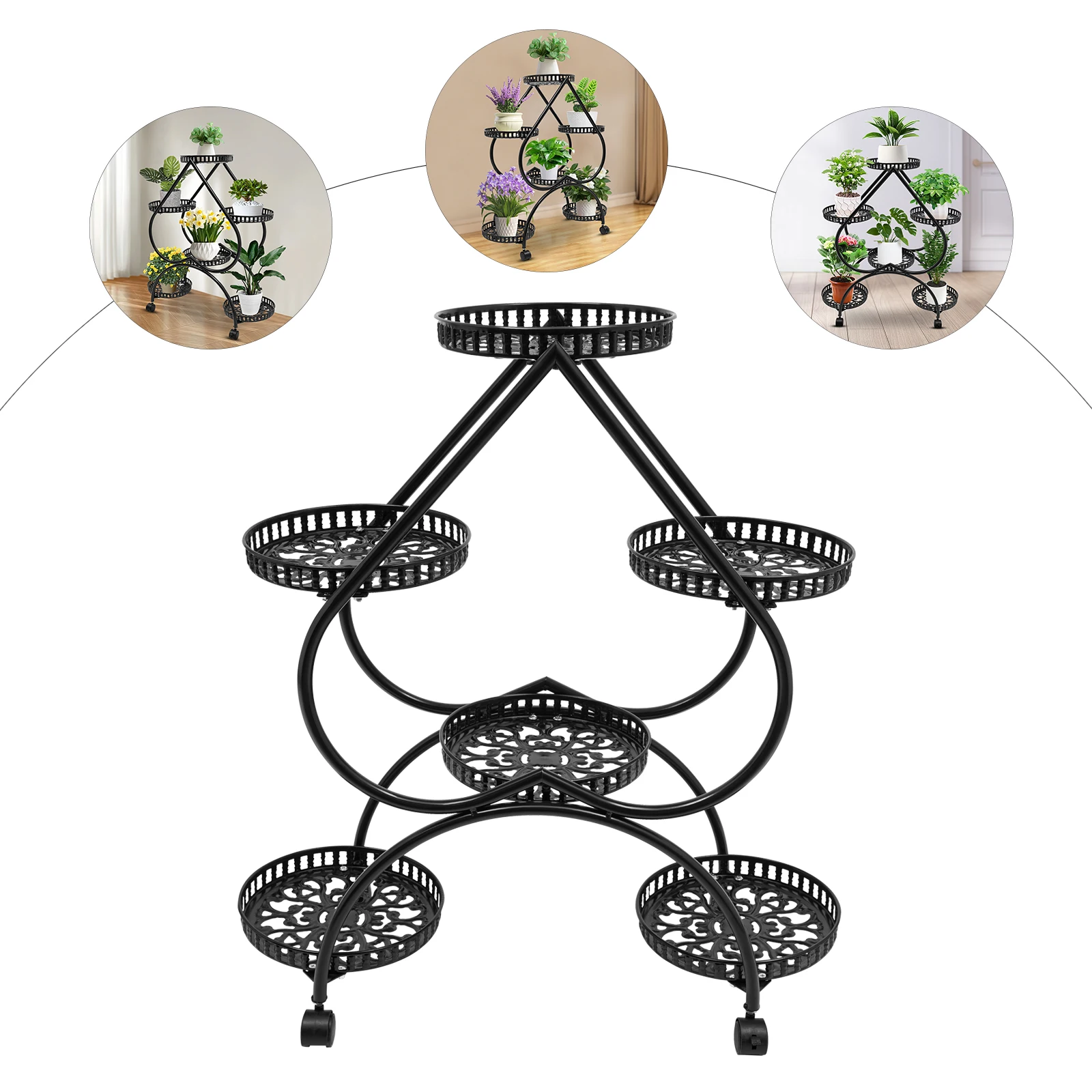 

Elegant Metal Heart-Shaped Plant Rack 67 * 33 * 80cm Black Modern Iron Pot Rack, Suitable For Indoor/Outdoor Decoration