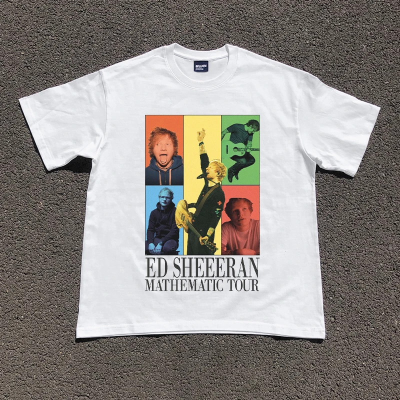 

Футболка с портретным принтом Эд Ширан, мужские футболки с короткими рукавами в стиле ретро, мужские и женские футболки большого размера в стиле хип-хоп, уличная одежда, новинка лета