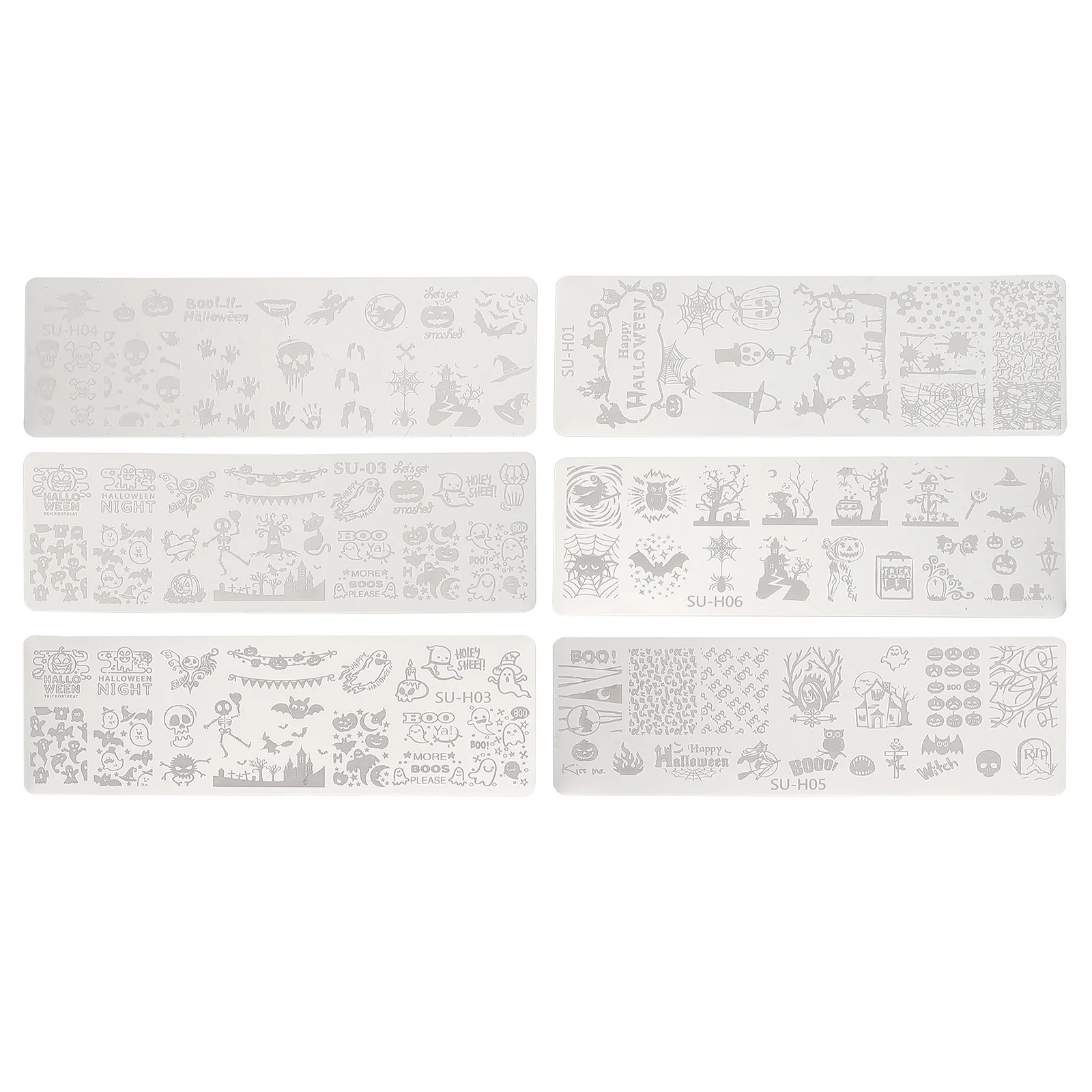 6 Pcs Nail Kit Printing Plate Template Stencil Halloween 12X4X01CM Manicure