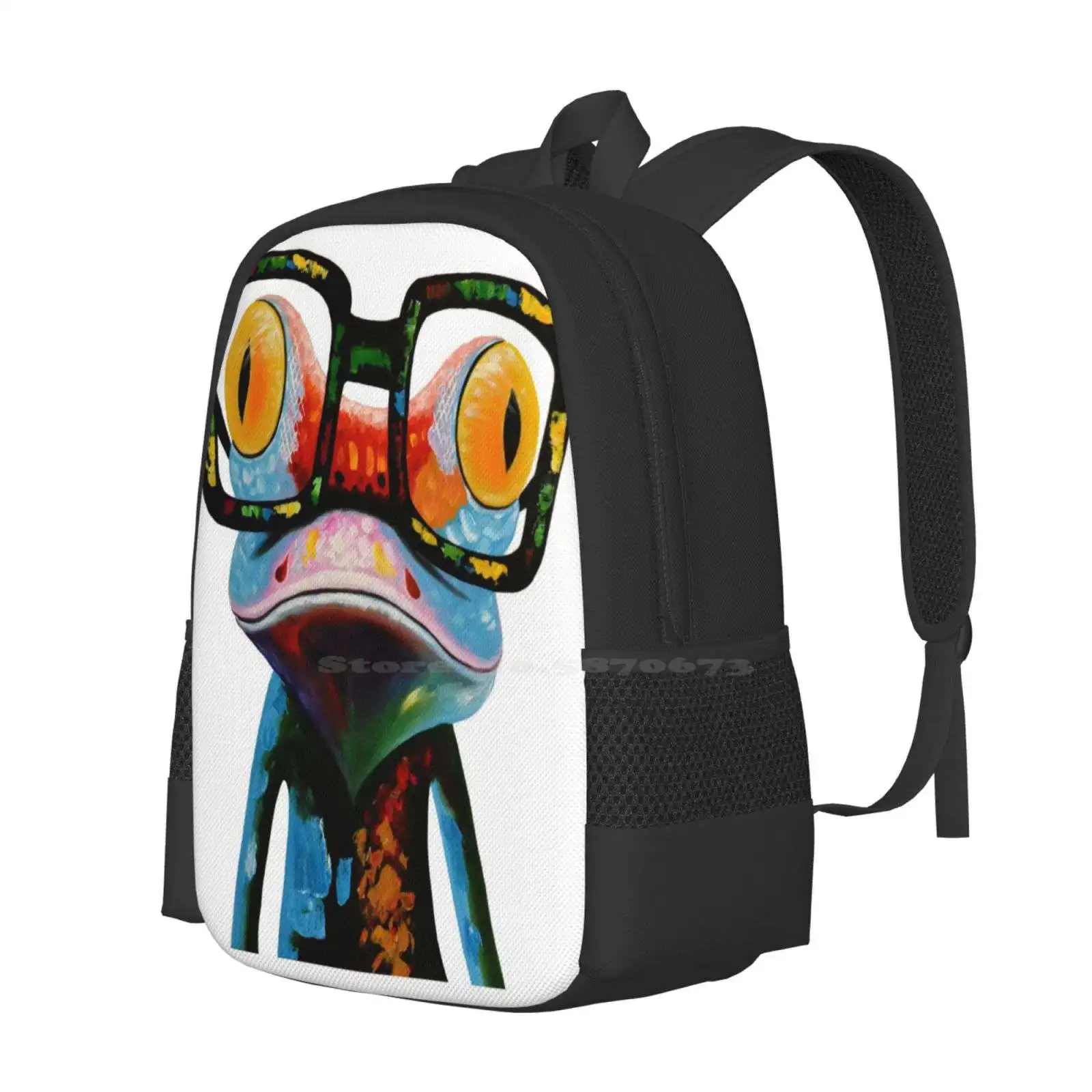 Hipster Frog Nerd Glasses Hot Sale Schoolbag Backpack Fashion Bags Hipster Frog Nerd Glasses Spectacles Tree Colorful Geek Chic