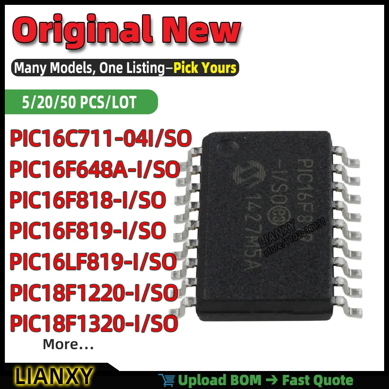 PIC16F648A-I/SO PIC16F819-I/SO PIC16F818-I/SO PIC18F1220-I/SO PIC18F1320-I/SO PIC16LF819-I/SO PIC16C711-04I/SO SOIC-18