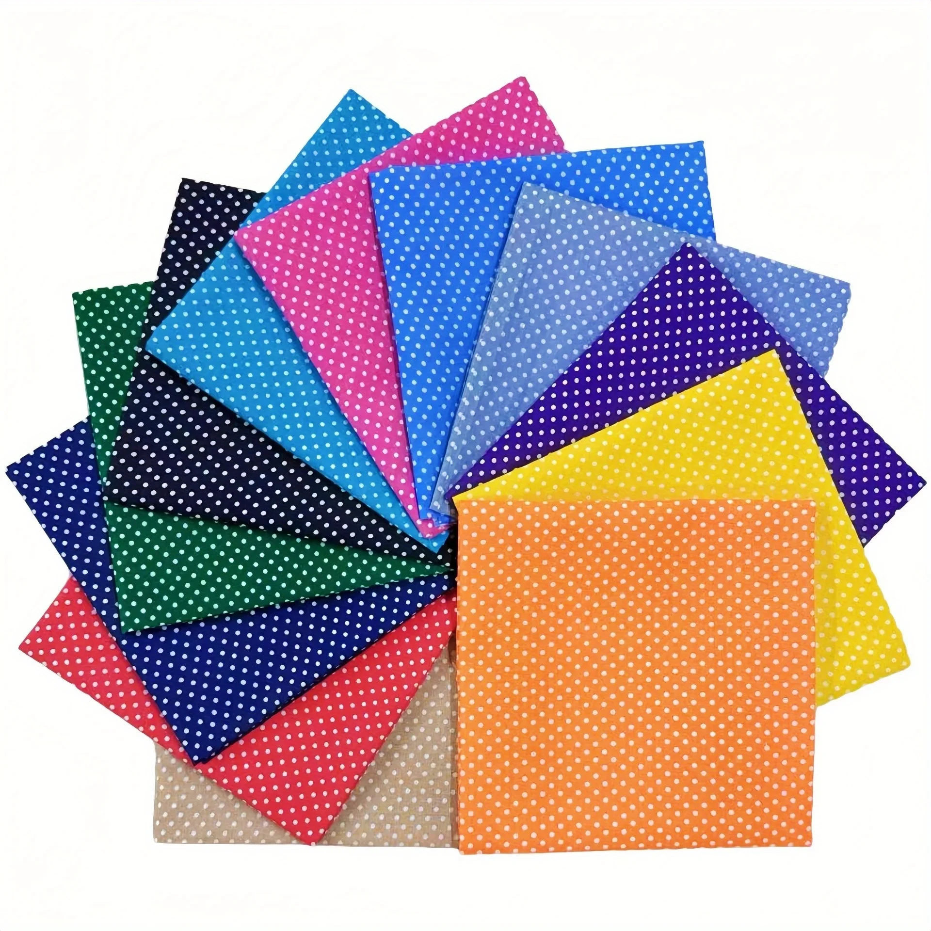 12 Stück bunte gepunktete Baumwollstoff |   Vorgeschnittener dekorativer Aufnäherstoff für DIY-Nähzubehör für Anfänger