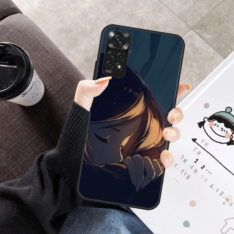 Sad Anime girl Case For Xiaomi Redmi Note 11 10 9 8 12 Pro 10S 11S 12S Cover For Redmi 9 10 10A 9C 10C 12C