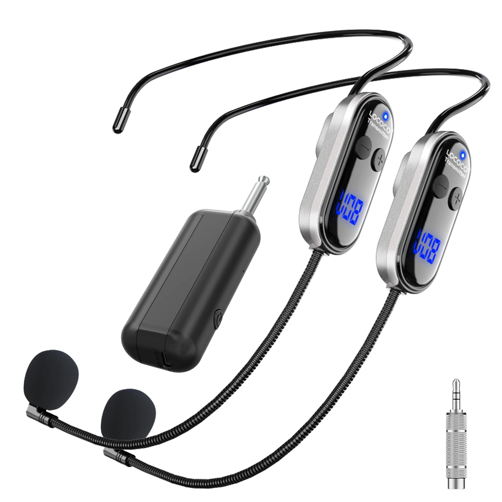 XIAOKOA Wireless Microphone Headset UHF Wireless Headset & Handheld 2 in 1 Mic with LED Digital Display 165 ft Range Microphone