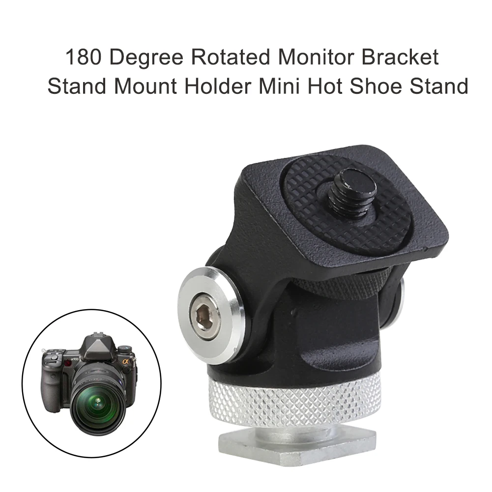 Mini Hot Shoe Stand Camera Monitor Mount 180 Degree Tilt Arm Bracket Adapter