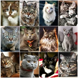Yumeart 5D Diamond Embroidery Cat Rhinestone Picture Diamond Painting Kit Animal Crytal Mosaic Full Square Drill Home Decoration