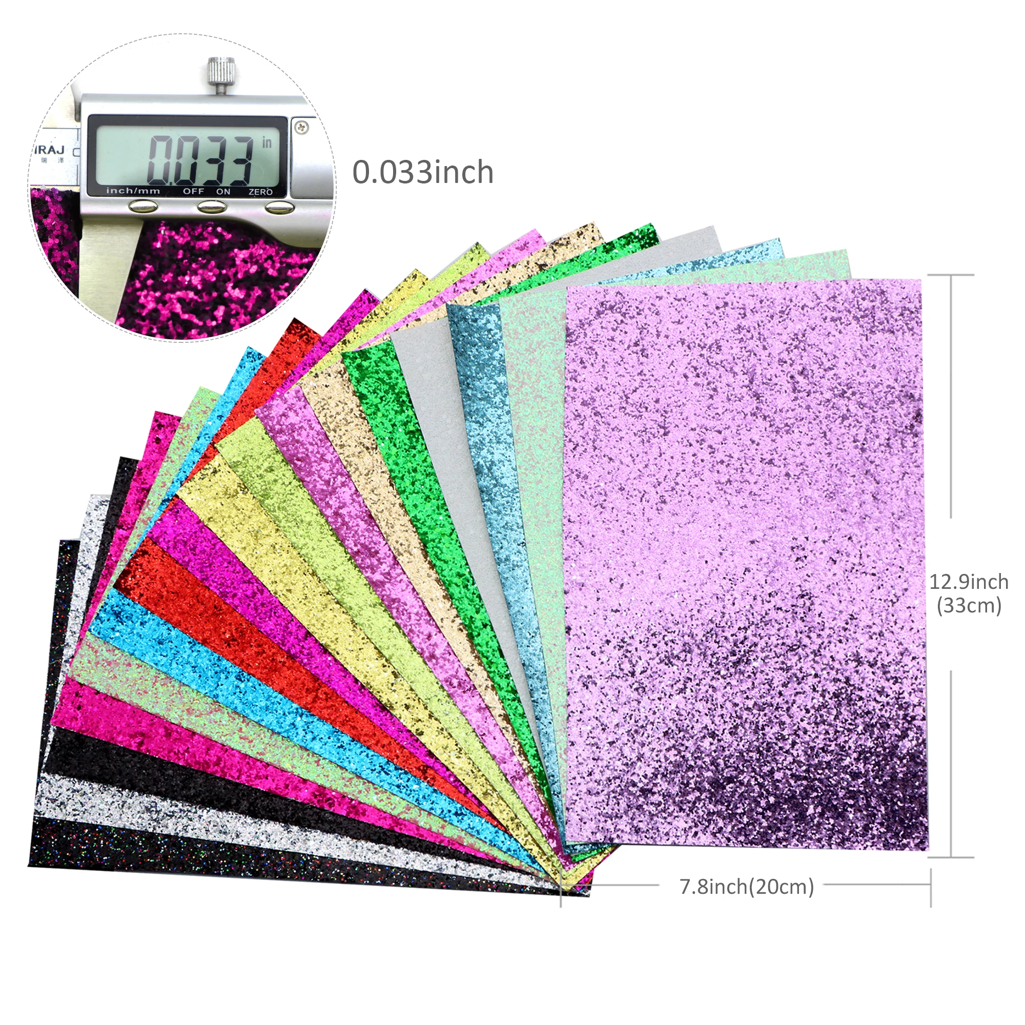 1Pc 7.8x12.9inch Shimmer Chunky Glitter Sequins Faux Leather Sheets Plain Solid Color Synthetic Leather Fabric