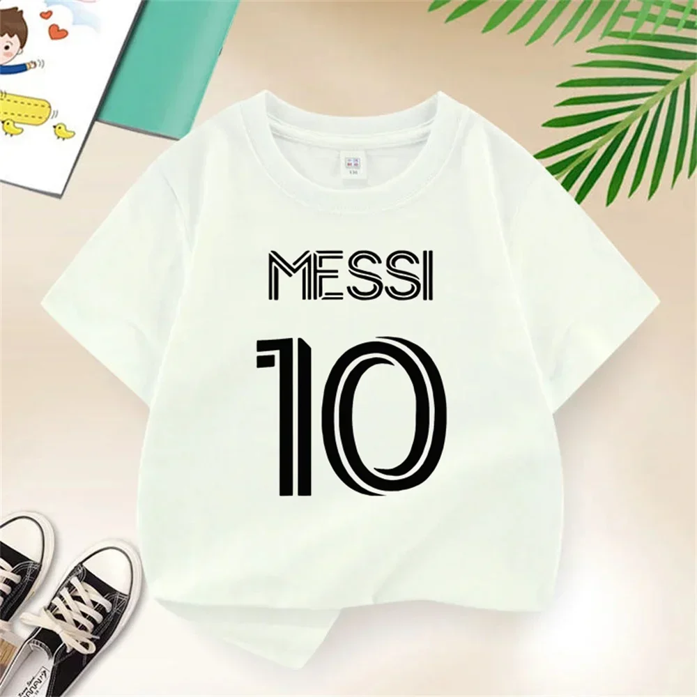 Football Children's Cotton T-shirt Simple Print Messi No. 10 High-quality Top Clothing Outdoor Street Fashion Trend Brand Top