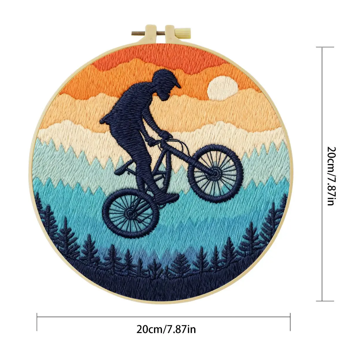 1 Stück 20X20CM/15X15CM 7,87/6,3 Zoll Fahrrad-Challenge Stickerei-Starter-Kit DIY-Kit DIY-Stickerei-Set Handarbeiten Heimdekoration – Detail 4