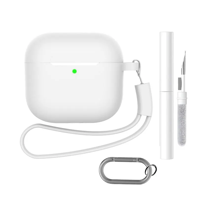

Soft Silicone Protective Case for AirPods Pro 1st 2nd 3rd Solid Color Cover with Lanyard with Hook and Cleaner Kit for AirPods 4