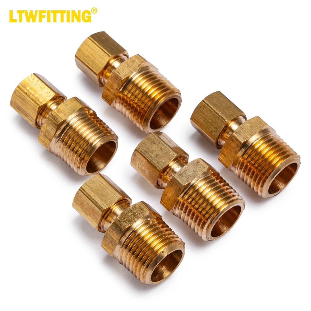 

LTWFITTING Brass 1/4-Inch OD x 3/8-Inch Male NPT Compression Connector Fitting(Pack of 5)