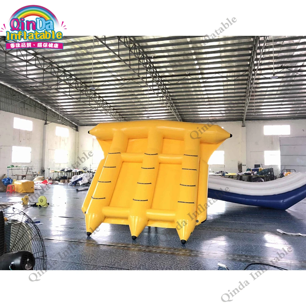 0.9Mm Pvc Tarpaulin Inflatable Water Toys 4.2X3.2M Yellow Inflatable Flying Fish Towable For Sale