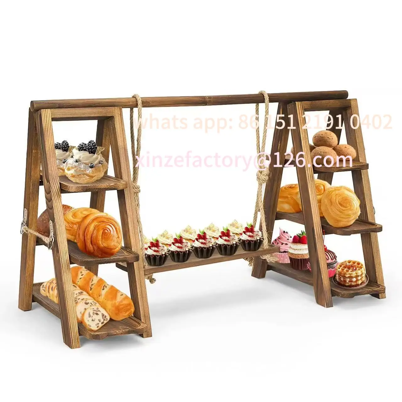 

Customizable Drewniany stojak na babeczki, wielowarstwowa taca obiadowa, wyjmowany stojak na desery i sera.