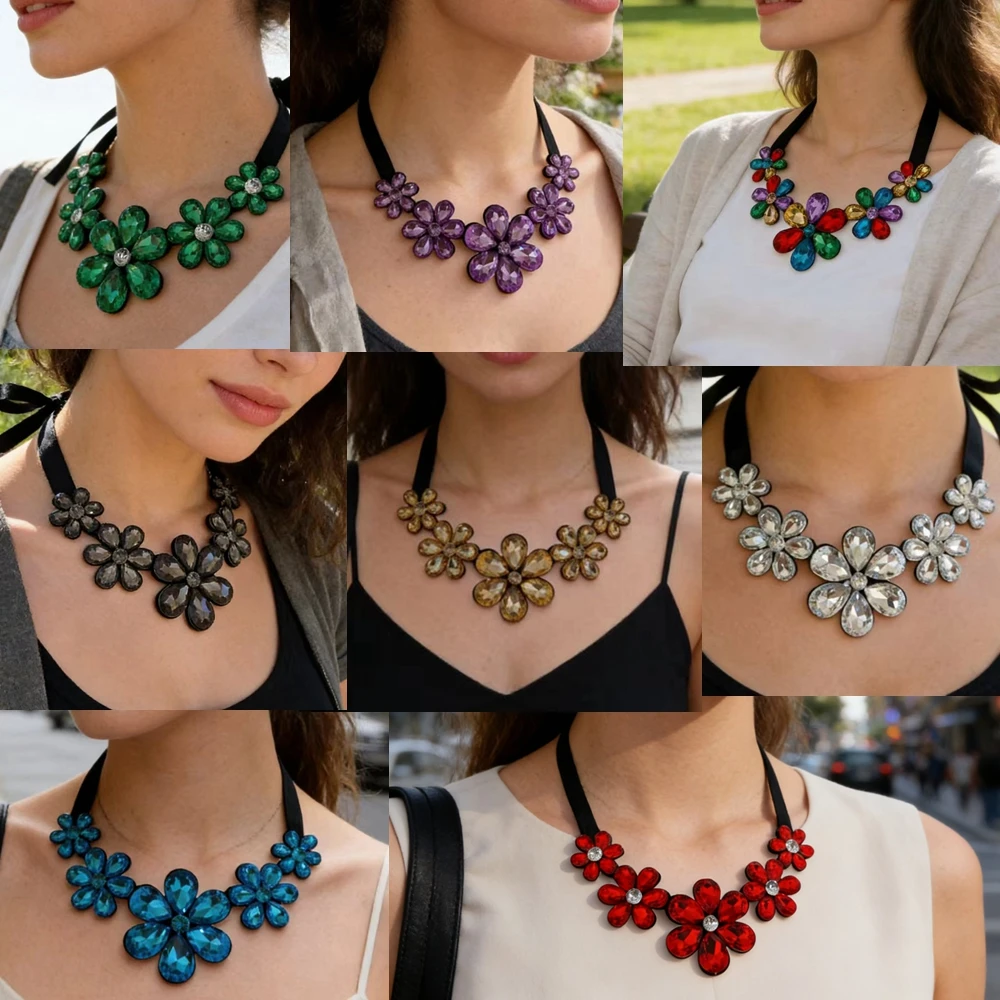 

Женский роскошный разноцветный цветочный дизайн, ювелирный подарок из прозрачной смолы для повседневной носки, элегантное колье на все сезоны