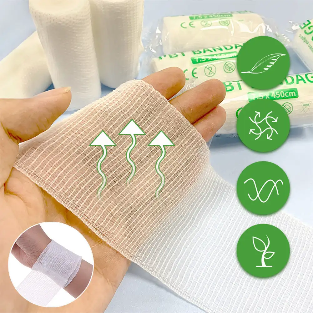 10rolls 7.5cm X 4.5m Cotton PBT Elastic Bandage Medical Supply Conforming First Aid Gauze for Wound Dressing Emergency Care