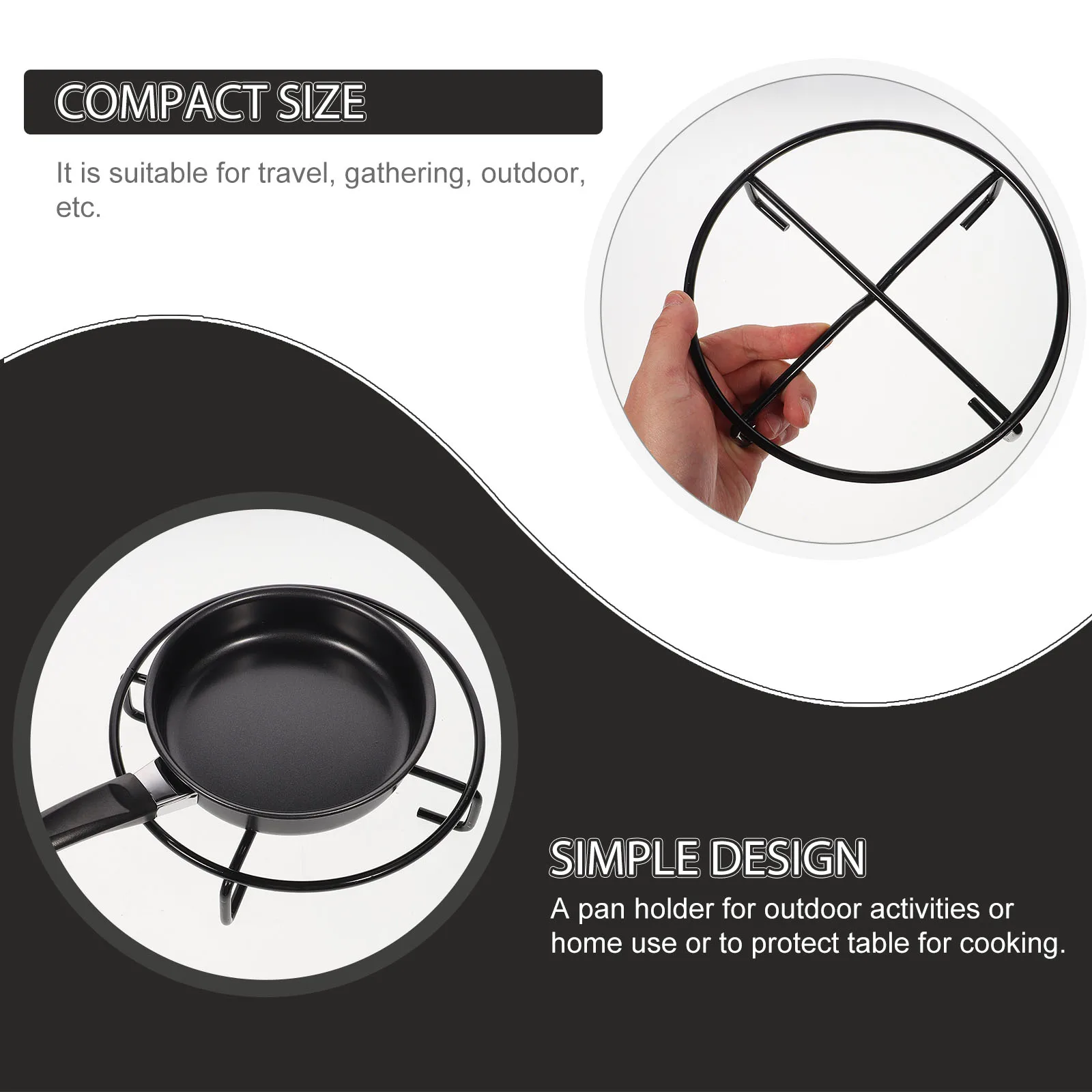 

1pc Iron Pot Rack Thick Load-bearing Cooking Equipment Non-slip Outdoor Barbecue Shelf Portable Travel Use