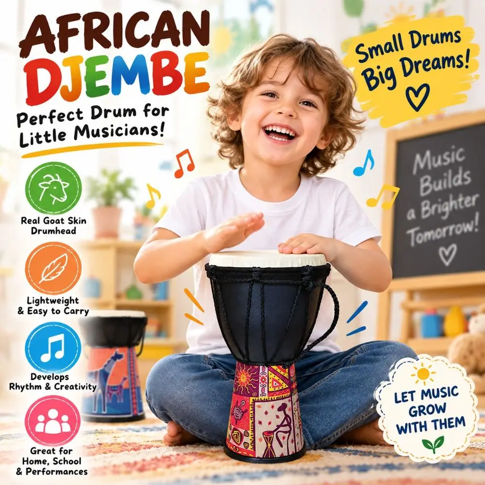 Portable Lightweight African Drum Orff Instrument Music Education Children's Drum Percussion Play Snare Drum Kid