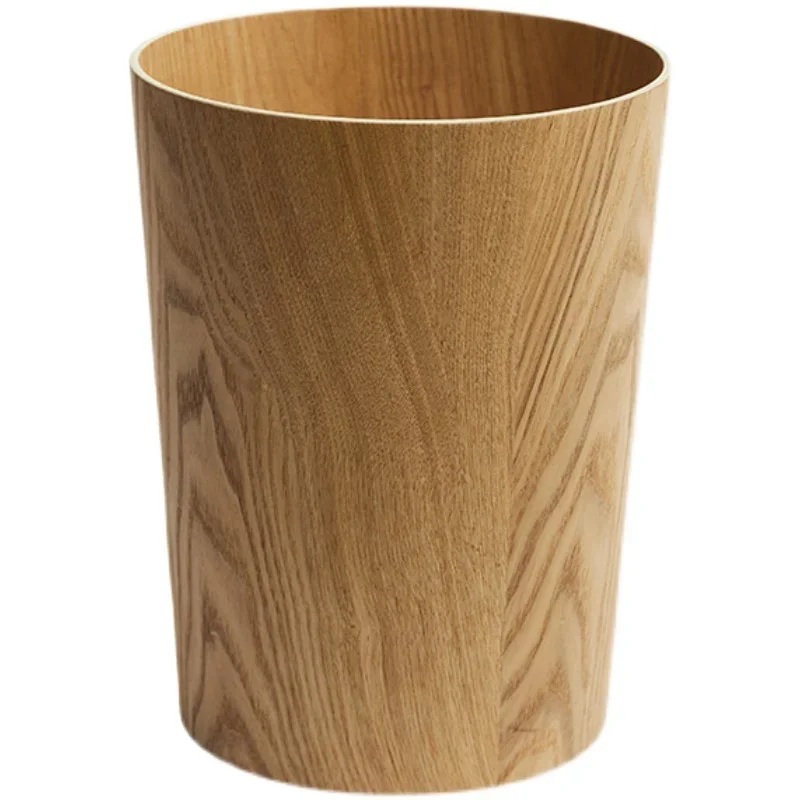 

Деревянный мусорный бак в японском стиле, кремовый домашний мусорный бак, большая вместительная корзина для бумаги для гостиной, современный декоративный мусорный бак