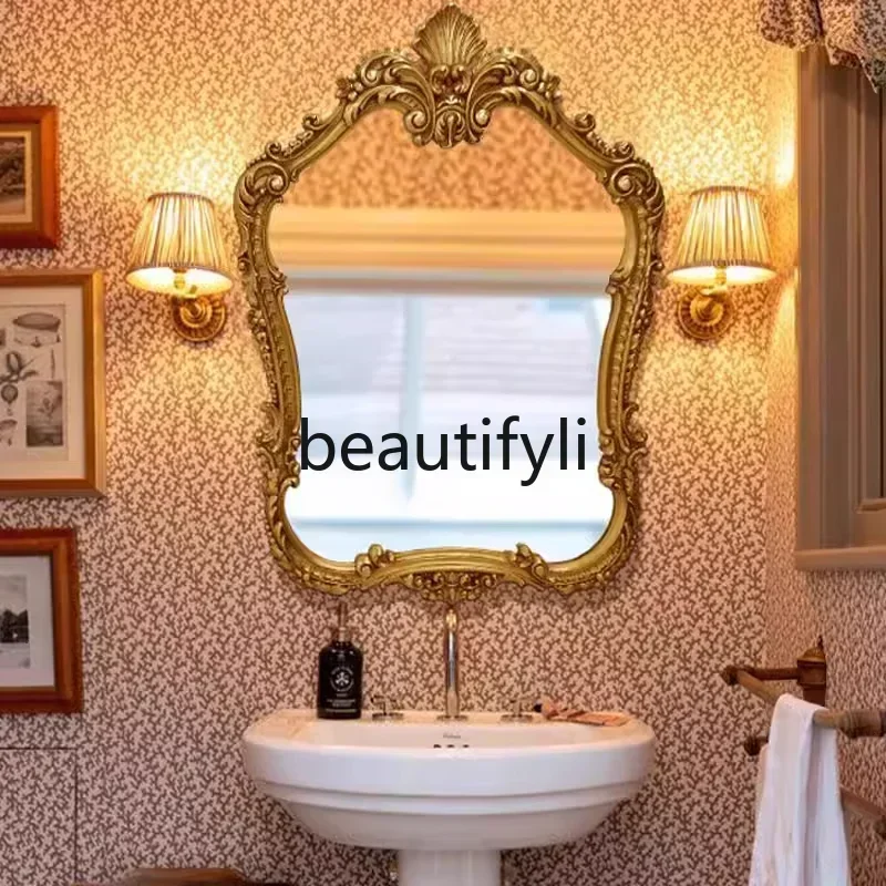 

Smart bathroom mirror Makeup mirror French bathroom washstand Wall-mounted decorative mirror