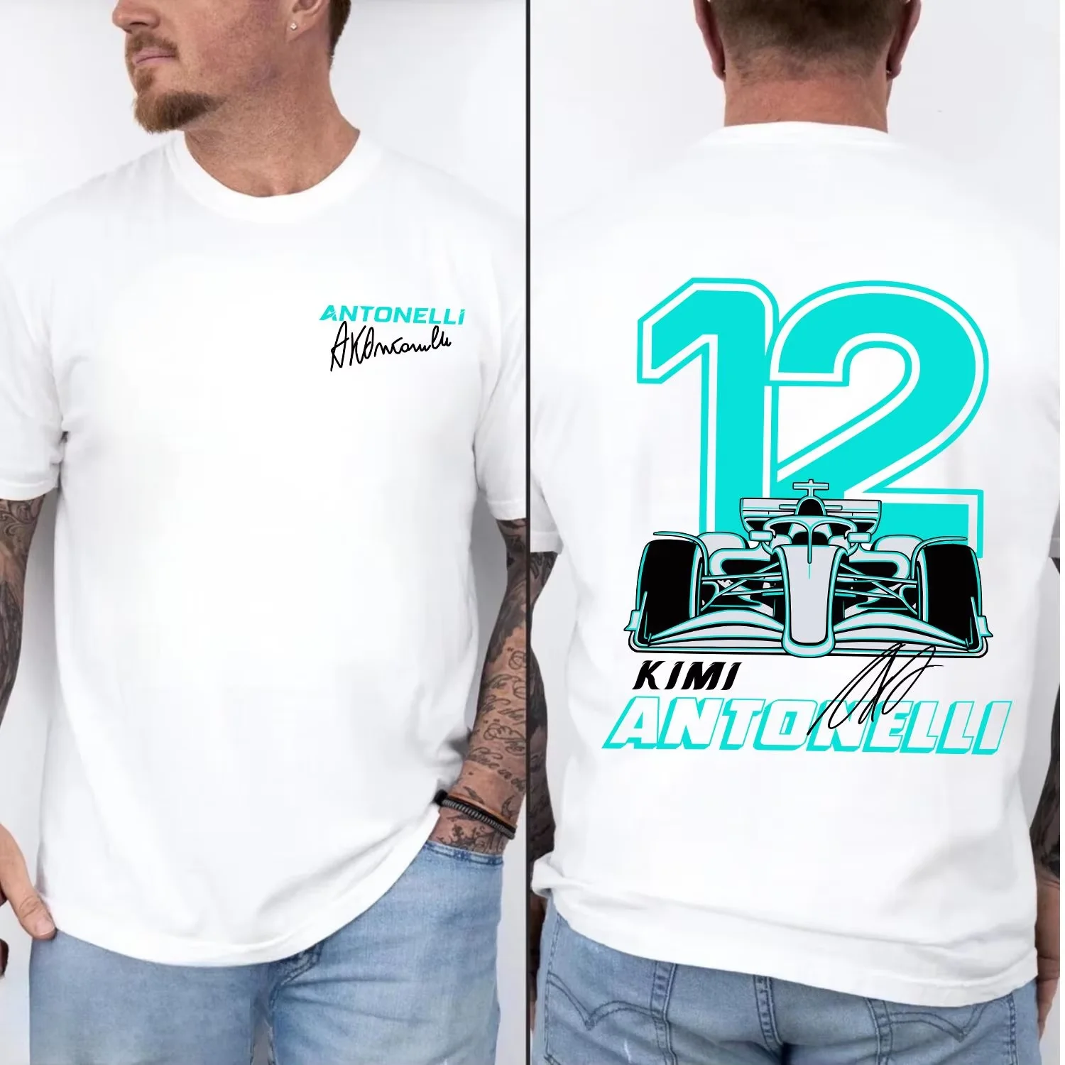 2026 Trend Oversized Cotton T-shirt Antonelli 12 Racing Theme Print Y2K Streetwear Unisex Summer Short Sleeve Top