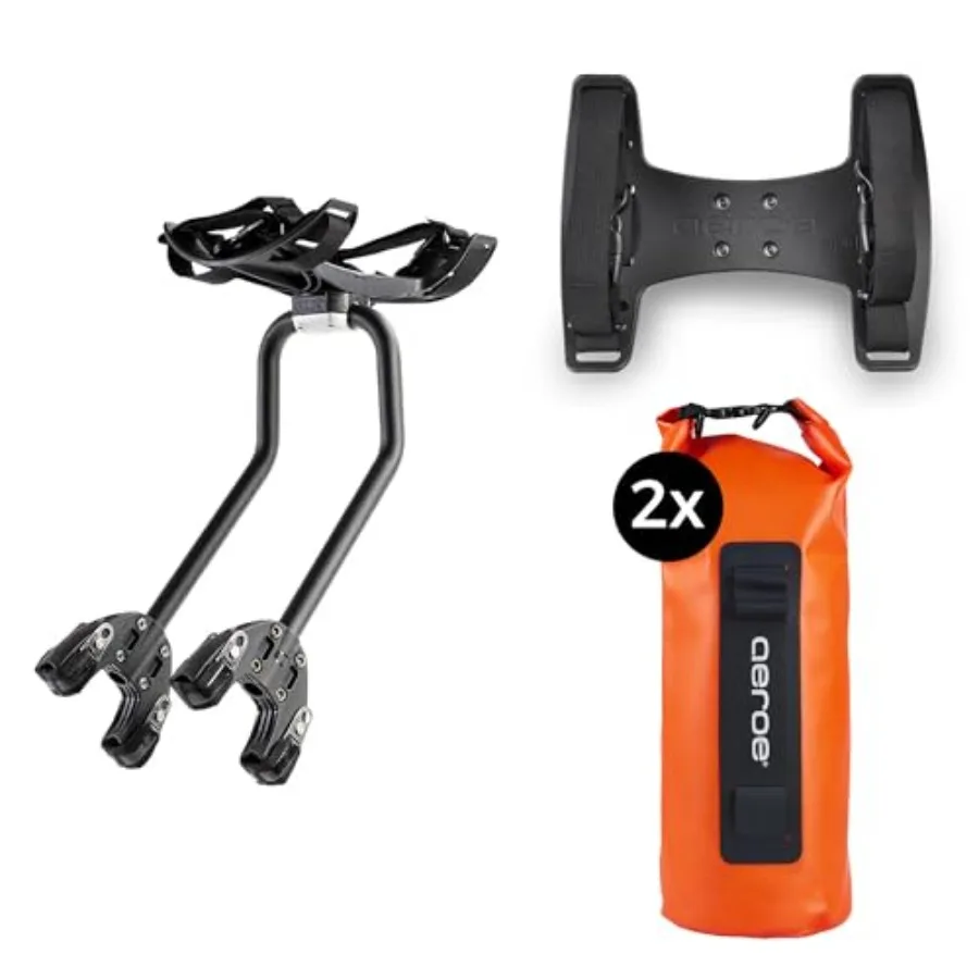 

Задний багажник Spider + крепление Spider Rack Cradle + два водонепроницаемых герметичных мешка по 8 л, оранжевые, усиленные, для MTB или eMTB, с защитой IP65